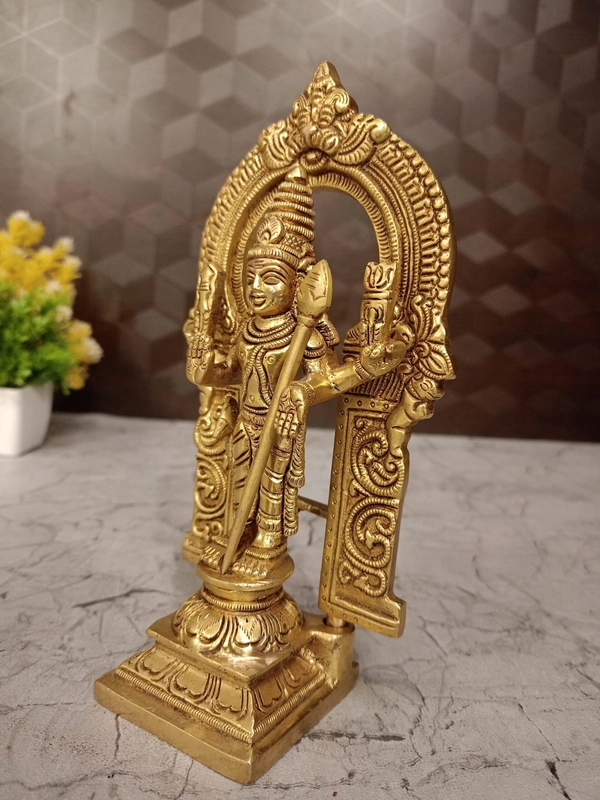 Buy Brass Arch Murugan Well Designed For Pooja & Office, Handicraft And Golden Antique Finish
