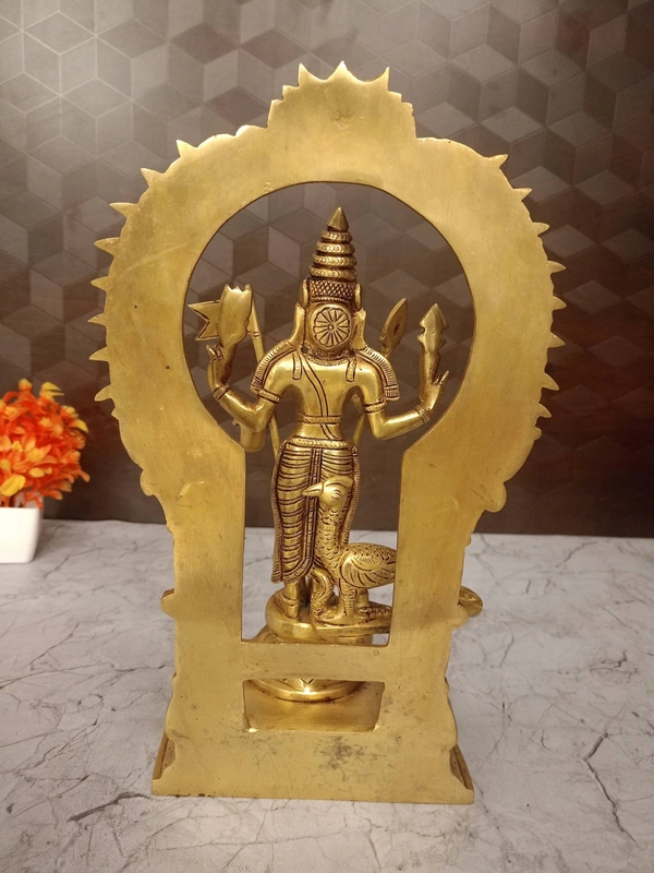 Brass Murugan Idol with Well Desgined with Prabhavali | Brass Thiruchendur Murugan,   Embrace Multifaceted Divine Power with Our Four-Armed Brass Murugan Statue