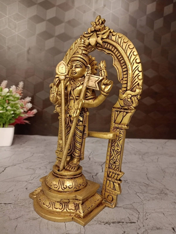 Brass Murugan Idol , Subramaniya Swamy Handicraft Statue For Pooja And Gifts 
