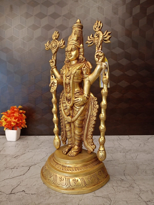 Divine Brass Balaji Idol for Pooja & Home Decor , Bring Blessings Home: Premium Perumal Idol 