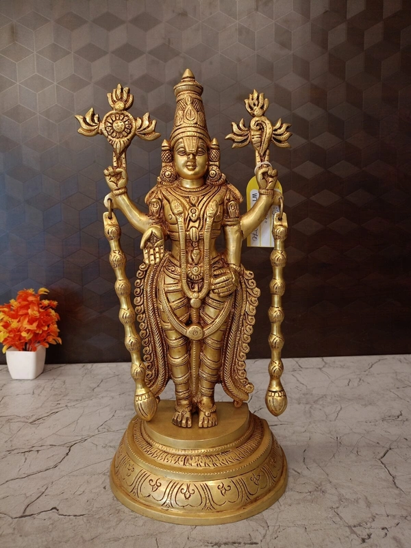 Divine Brass Balaji Idol for Pooja & Home Decor , Bring Blessings Home: Premium Perumal Idol 