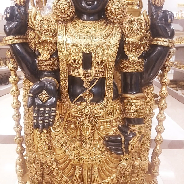 DecorsOne Brass Tirupati Balaji idol’s black antique finish / Bring Wealth, Peace & Protection Home
