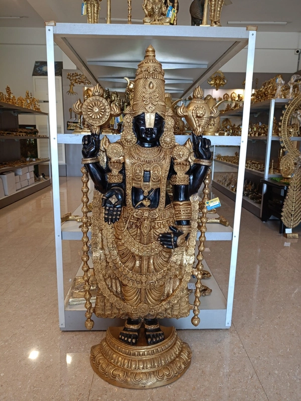 DecorsOne Brass Tirupati Balaji idol’s black antique finish / Bring Wealth, Peace & Protection Home