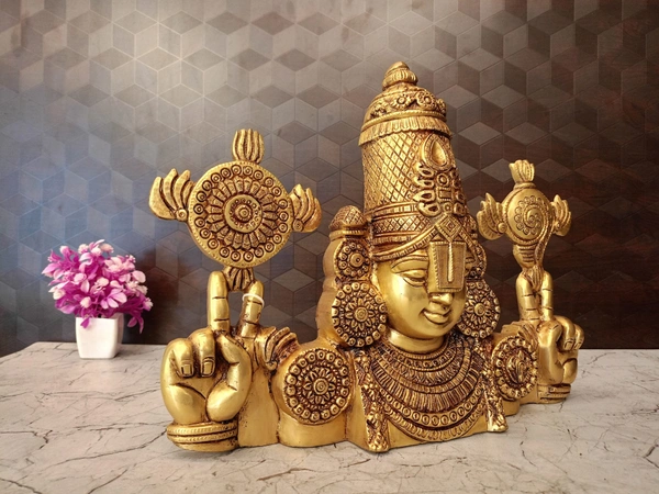 DecorsOne Brass Wall Mount Half Balaji / Divine Brass Venkateswara  Idol Bring Wealth, Peace & Protection Home