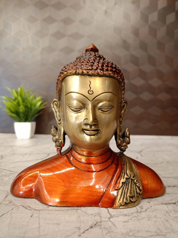 Brass Semi Colored Buddha idol 