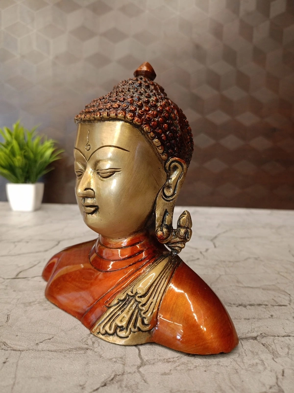 Brass Semi Colored Buddha idol 