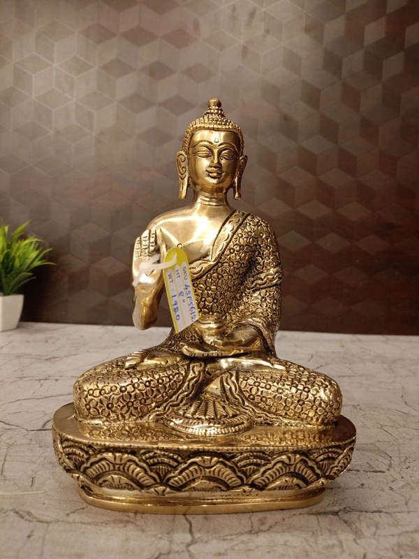 Buy Brass Buddha Statue Sitting On Oval Designer Base 