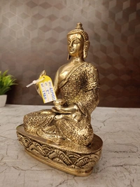 Buy Brass Buddha Statue Sitting On Oval Designer Base 
