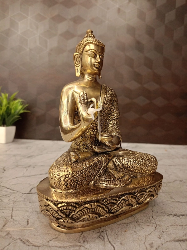 Buy Brass Buddha Statue Sitting On Oval Designer Base 
