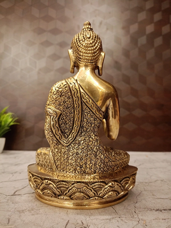 Buy Brass Buddha Statue Sitting On Oval Designer Base 