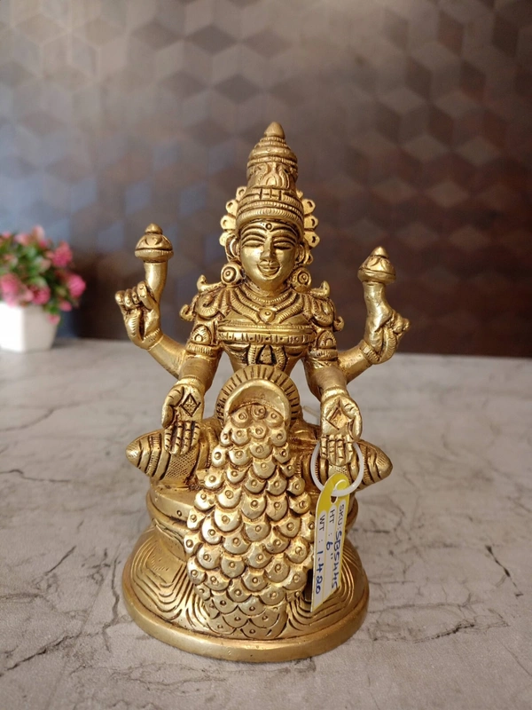 Brass Mahalakshmi With Coin Idol