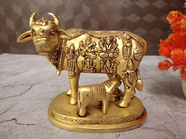 Buy Brass Cow And Calf With All Gods