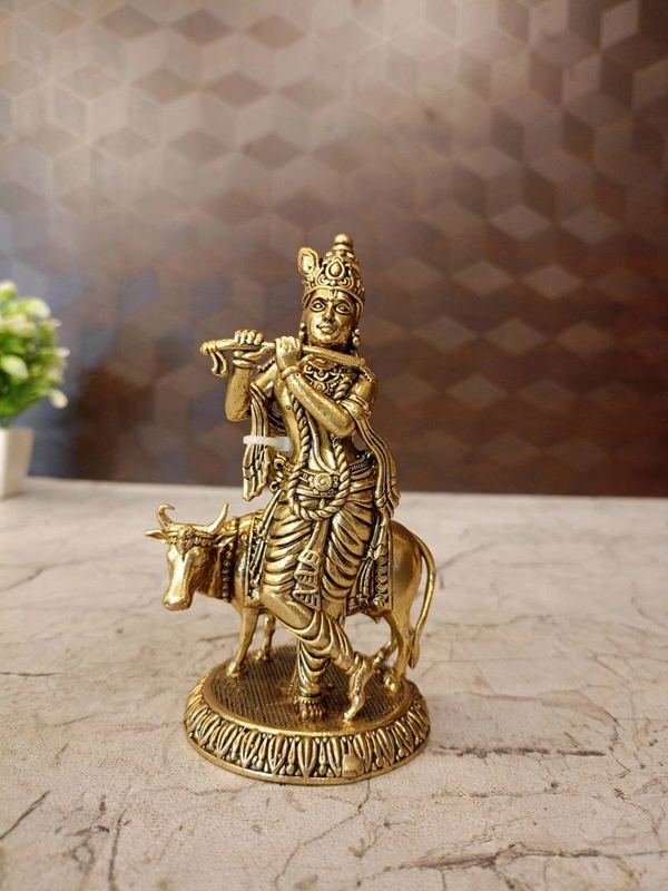 Buy Brass Cow Krishna Idol  / Buy Premium Brass Krishna Statues 
