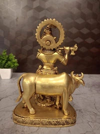 Brass Krishna With Cow Idol