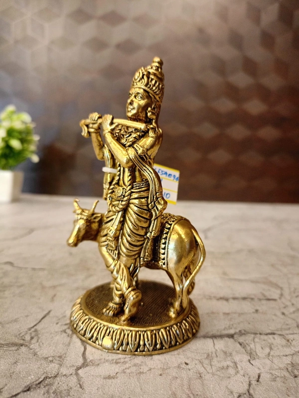 Buy Brass Cow Krishna Idol  / Buy Premium Brass Krishna Statues 