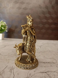 Buy Brass Cow Krishna Idol  / Buy Premium Brass Krishna Statues 