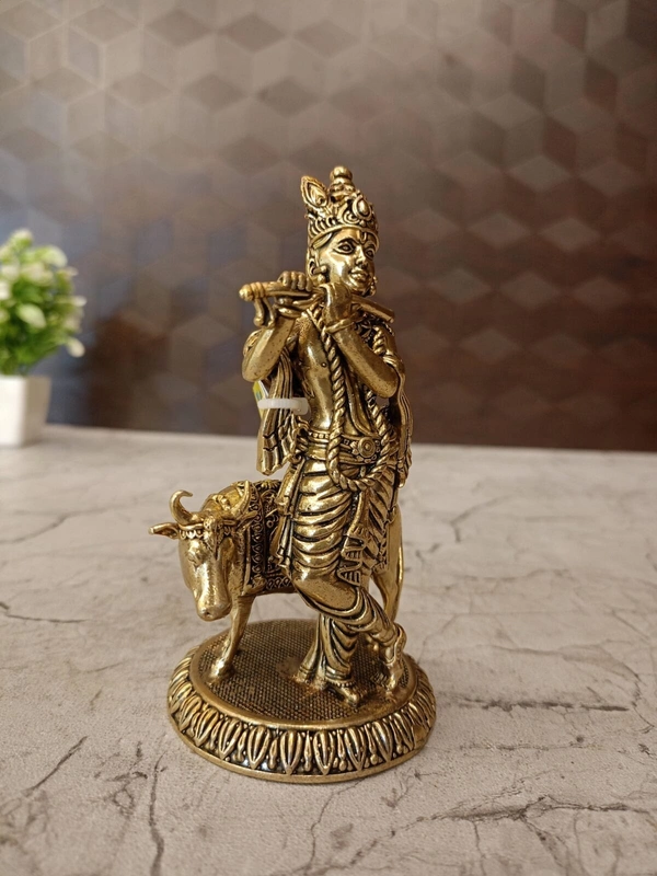 Buy Brass Cow Krishna Idol  / Buy Premium Brass Krishna Statues 