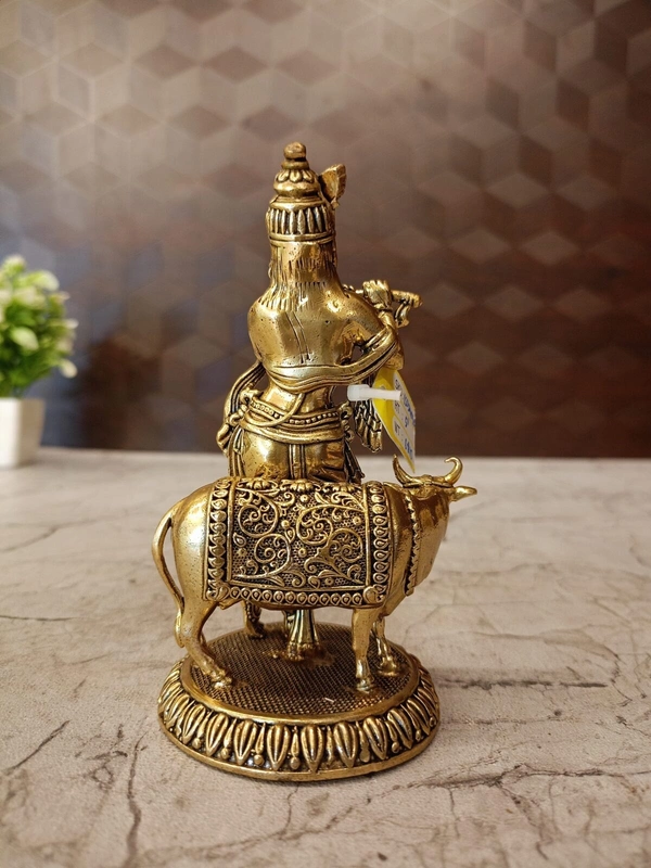 Buy Brass Cow Krishna Idol  / Buy Premium Brass Krishna Statues 