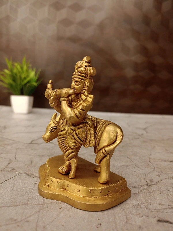 DecorsOne Buy Brass Cow Krishna Statue 4″