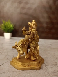 DecorsOne Buy Brass Cow Krishna Statue 4″