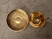 DecorsOne Brass Tea cup and saucer with Design 2''