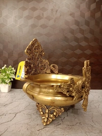 Brass Designer Uruli With Golden Antique Finish