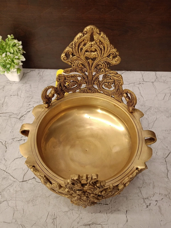 Brass Designer Uruli With Golden Antique Finish