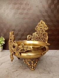 Brass Designer Uruli With Golden Antique Finish