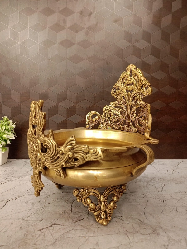 Brass Designer Uruli With Golden Antique Finish