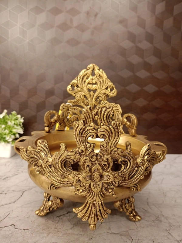 Brass Designer Uruli With Golden Antique Finish