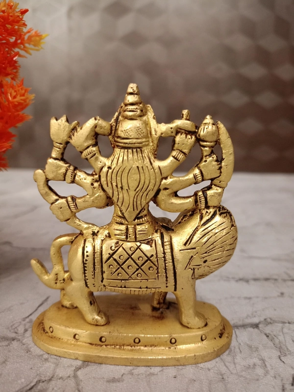 Brass Durgai Sitting On Lion Idol