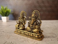Brass Fine Art Lakshmi Ganesha On Rectangle Base With Elephant Design