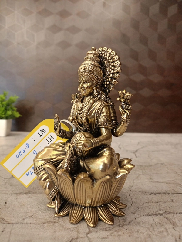 Brass Fine Art Maha Lakshmi Idol With Coin Pot