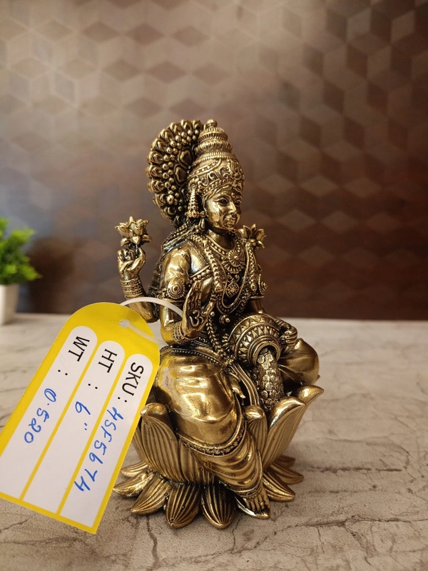Brass Fine Art Maha Lakshmi Idol With Coin Pot