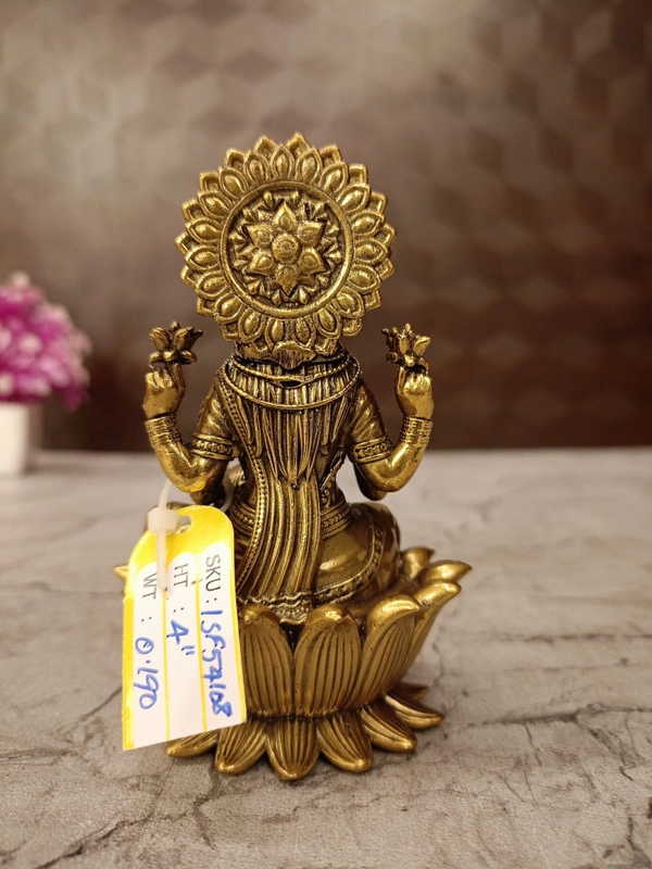 Brass Fine Art Lakshmi Idol Sitting On Lotus Base