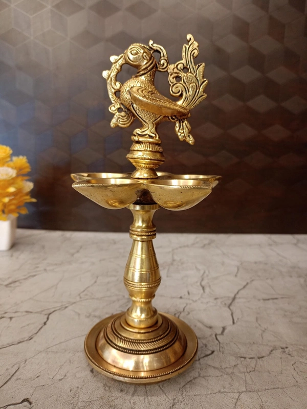 DecorsOne Brass Five Face Anna Kuthu Vilakku For Pooja 10″