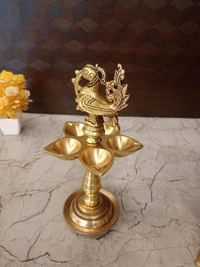 DecorsOne Brass Five Face Anna Kuthu Vilakku For Pooja 10″