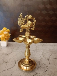 DecorsOne Brass Five Face Anna Kuthu Vilakku For Pooja 10″