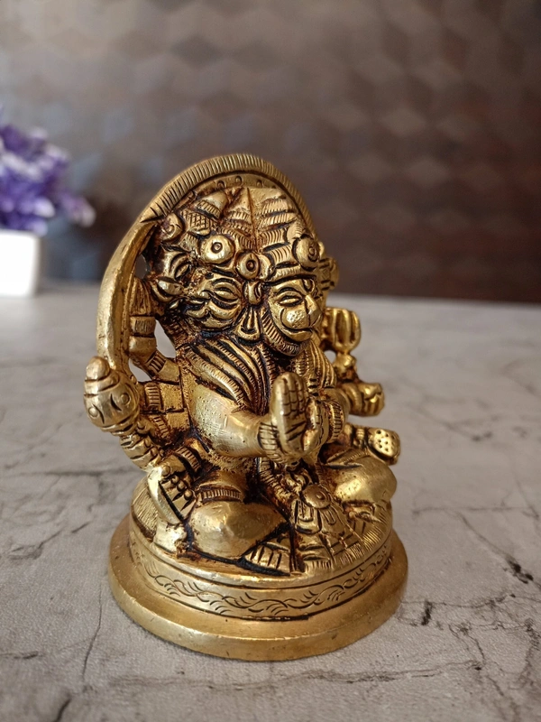 Brass Five Face Hanuman Idol 