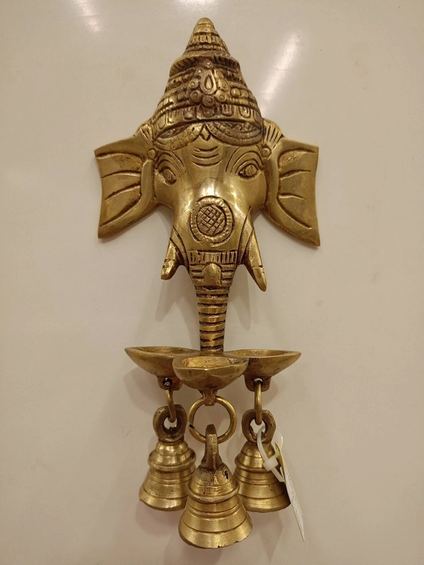 Buy Brass Wall Mount Ganesha Face With Bells / Handicraft Idol Pure Brass Antique Finish