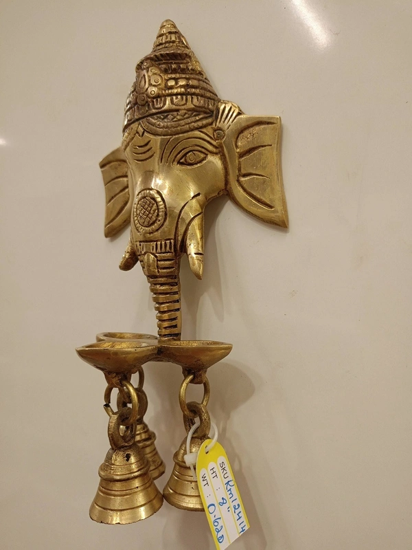 Buy Brass Wall Mount Ganesha Face With Bells / Handicraft Idol Pure Brass Antique Finish