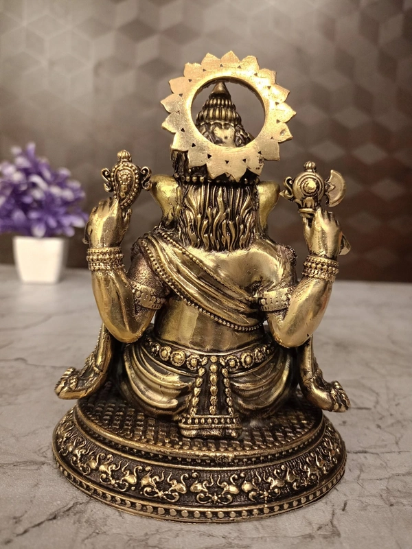  Brass Ganesha Sitting On Oval Base Idol 
