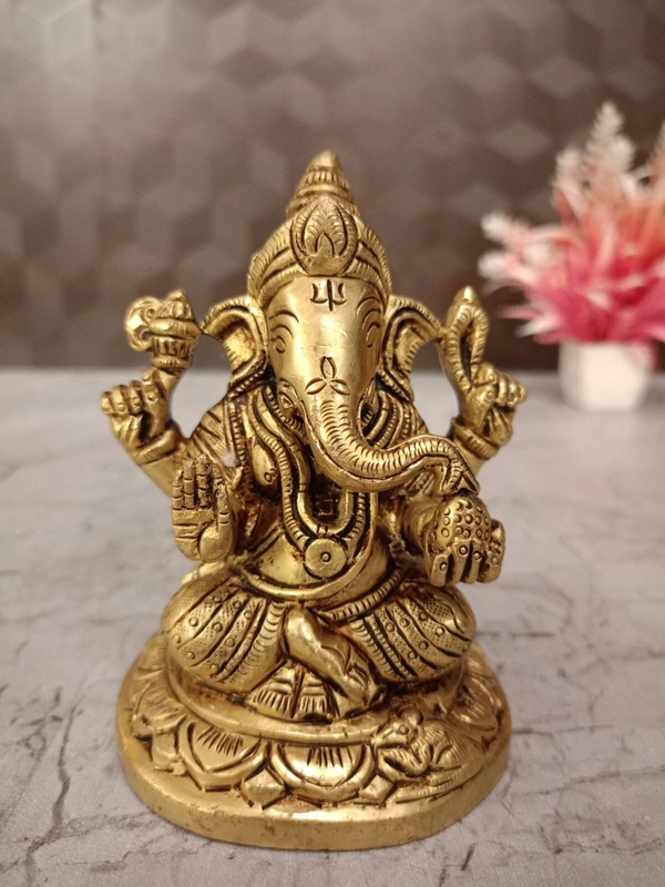 Buy Brass Superfine Ganesha Statue For Pooja / Pure Antique And Handicraft Idol 