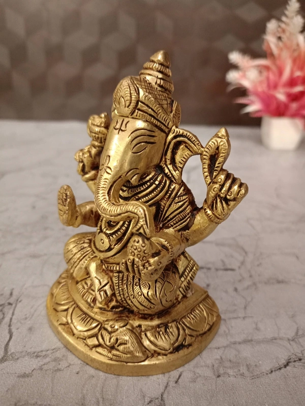 Buy Brass Superfine Ganesha Statue For Pooja / Pure Antique And Handicraft Idol 