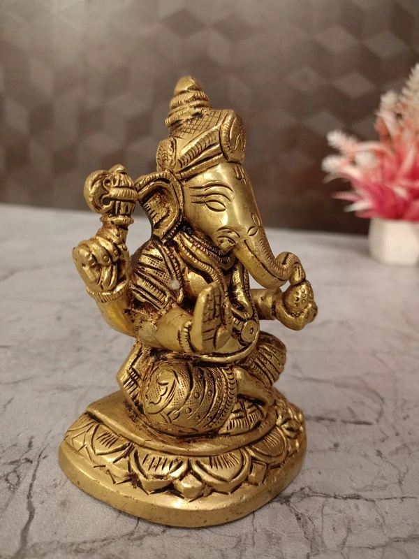 Buy Brass Superfine Ganesha Statue For Pooja / Pure Antique And Handicraft Idol 