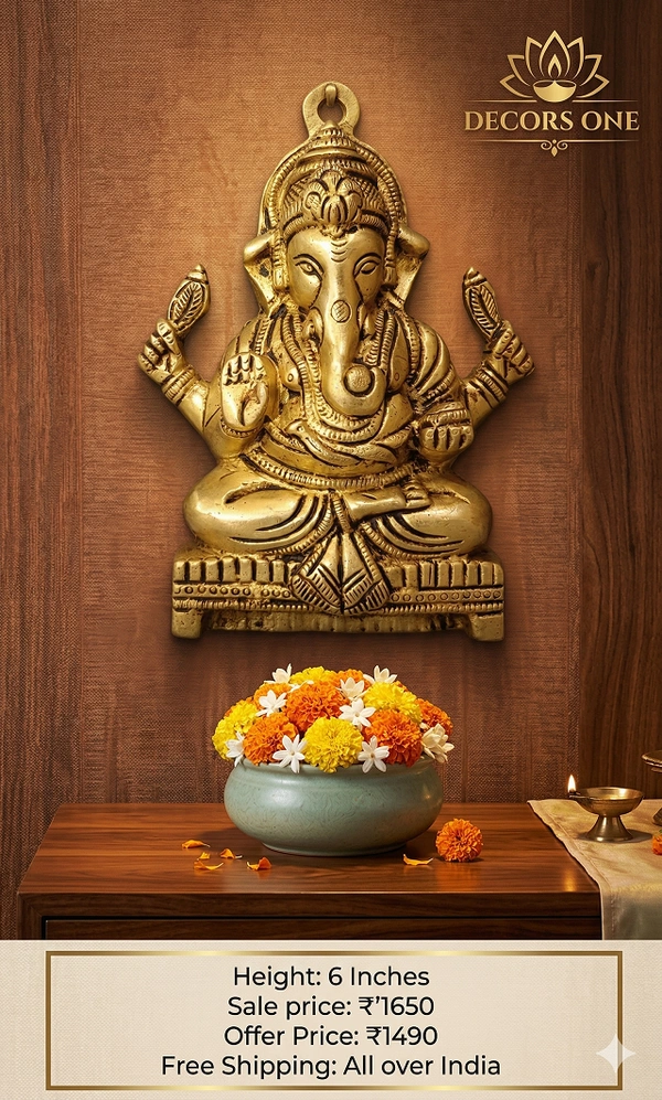 DecorsOne Brass Ganesha Wall Mount 6"