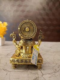 Brass Fine Art Ganesha Sitting On Chowki Stand