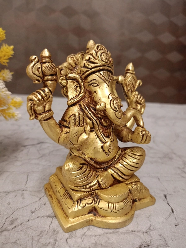 Buy Brass Ganesha Idol Best For Pooja / Handicraft And Antique Finish 