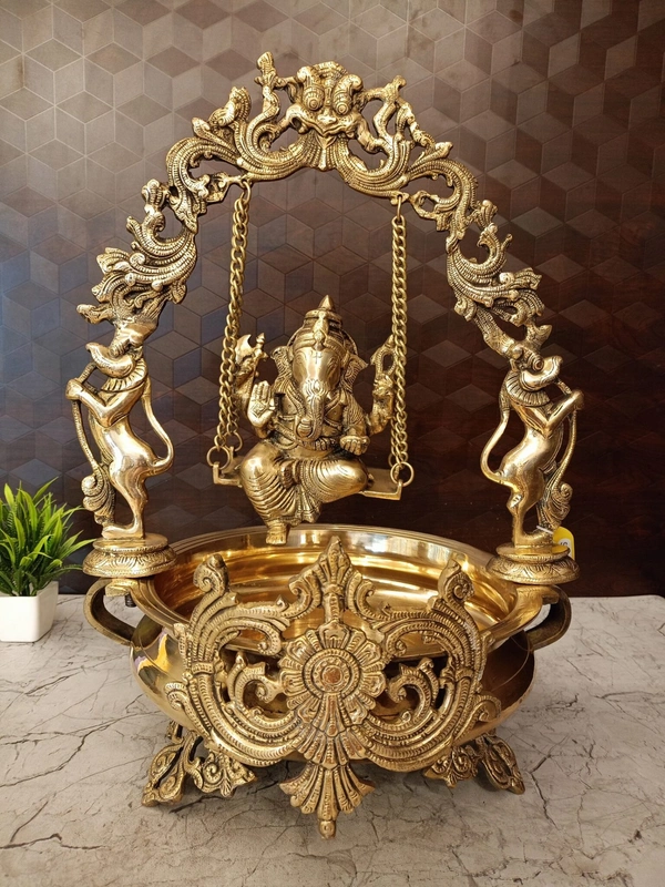 Brass Swing Ganesha Uruli Idol