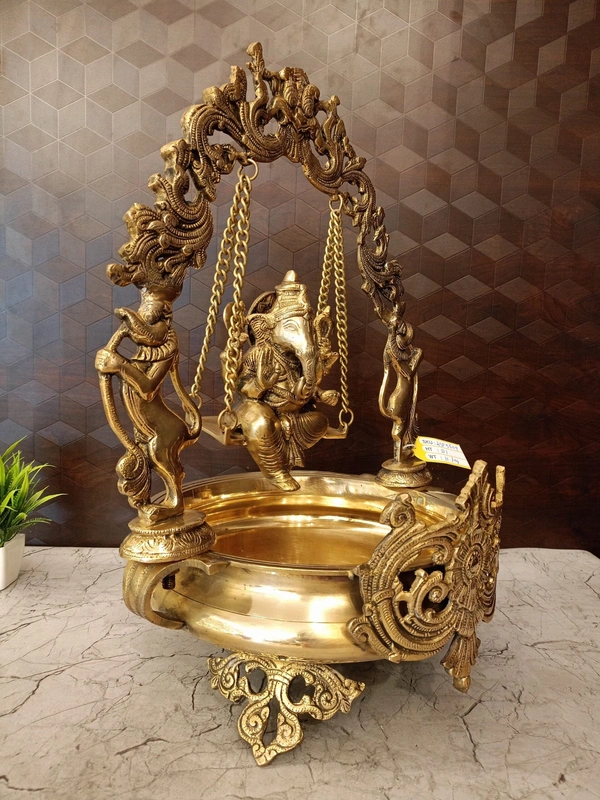 Brass Swing Ganesha Uruli Idol